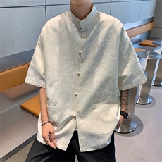 新中式汉服短袖衬衫男夏季风潮牌百搭唐装汉服宽松休闲半袖衬衣，男装衬衫，星座218-1（原230）