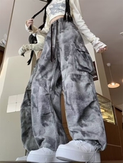 YC9258-P58潮扎染工装裤男女2025春秋新款潮牌宽松迷彩阔腿裤，男装工装外套，电商C233