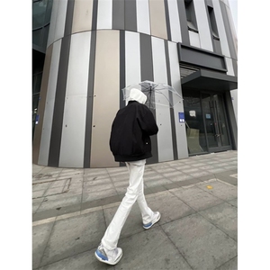 美式复古微喇牛仔裤男款春秋季潮牌cleanfit修身显瘦阔腿休闲裤子图片