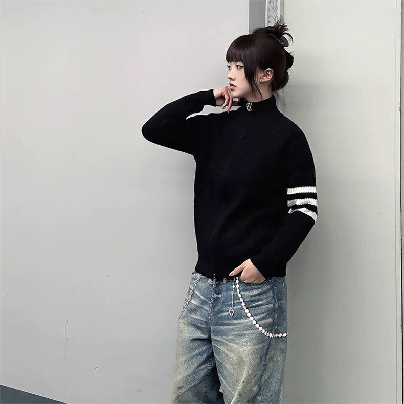 重磅秋冬北极绒开衫毛衣美式复古休闲慵懒风男女立领针织衫外套,男装针织衫/毛衣,电商A486