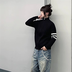 重磅秋冬北极绒开衫毛衣美式复古休闲慵懒风男女立领针织衫外套，男装针织衫/毛衣，电商A486