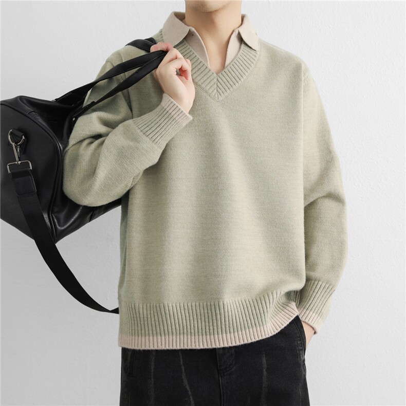 时尚百搭毛衣保暖男春秋美式潮牌宽松休闲针织衫TK6050-P70，男装针织衫/毛衣，星座1105-3