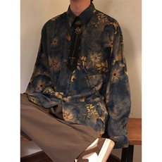 JY770-P33日系复古花衬衫男女休闲宽松美式高级感衬衣，男装衬衫，星座1501-3
