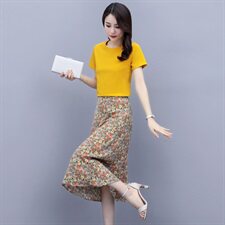 2021年夏款套装/套裙时尚洋气两件套碎花休闲气质套裙，女装连衣裙，瑶迪依秀