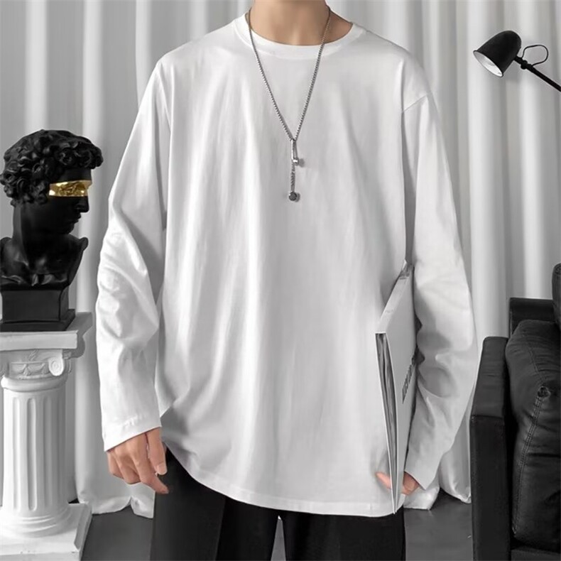 长袖t恤男潮牌ins圆领高街秋季打底衫衣服百搭卫衣男宽松D93/P20,男装T恤,星座506