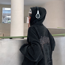 22新款秋复古美式水洗做旧宽松连帽男女中性卫衣301B-JB7886-P68，男装卫衣，星座301B