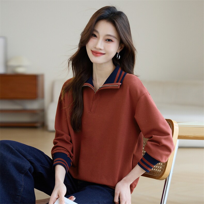 长期有货立领卫衣女2026年春秋新款洋气小个子半拉链气质休闲上衣,女装短外套,璐依舞