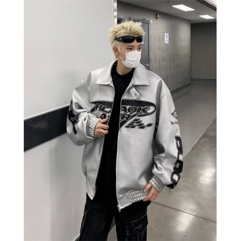 男皮夹克机车风皮衣韩版宽松上衣夹克潮酷外套痞帅春秋8507/P90,男装夹克,星座506