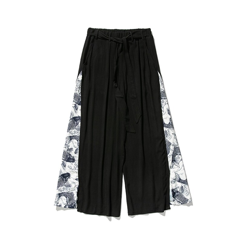 夏季大码风裙裤仙气汉服宋裤情侣阔腿休闲裤新中式K109/P85,男装休闲裤,钱塘713