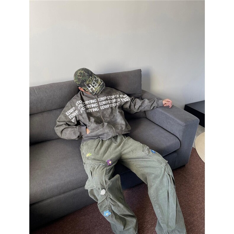 【现货】DA8208-特批68花朵刺绣伞兵工装裤女男春秋多口袋长裤潮,男装牛仔裤,星座603-2