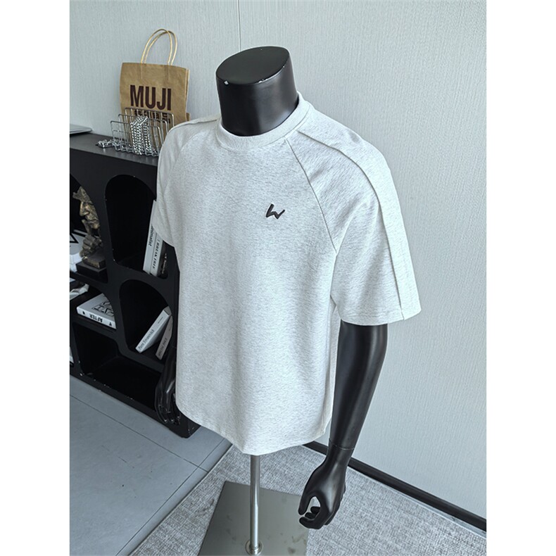 解构正肩短袖男款设计感高级品质刺绣大码T恤25XT77318特批30，男装T恤，电商A042