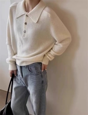 2025年秋季时尚百搭通勤简约休闲翻领开衫，女装针织衫/毛衣，锦瑟羊绒