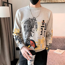 毛衣男士秋冬季加厚潮个性针织衫2024年新款圆领打底线衣男M841，男装针织衫/毛衣，星座1116A-2（原606A-1）