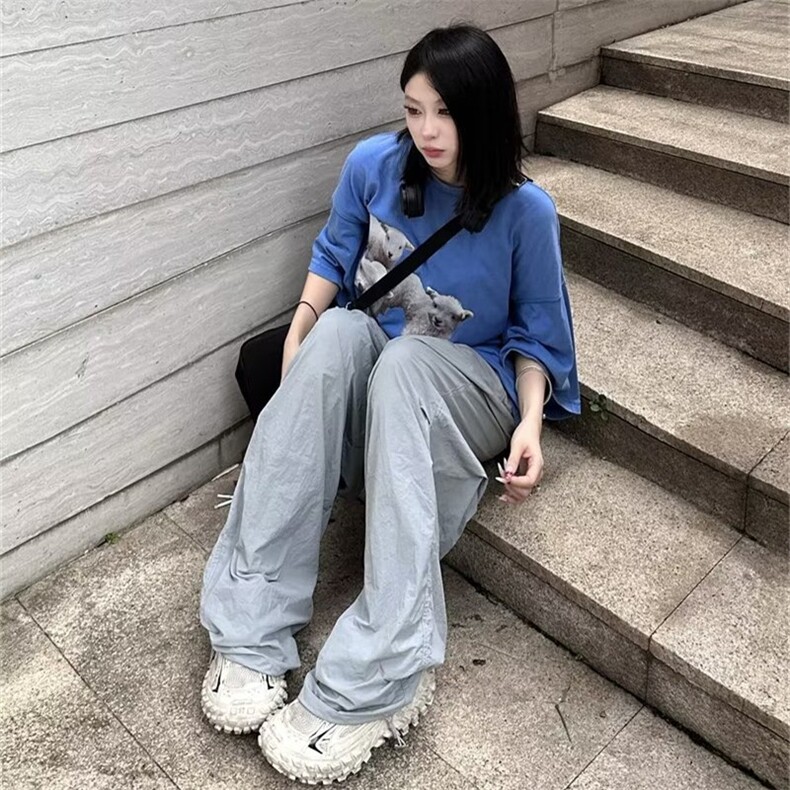 彩色休闲直筒长裤子男女潮流嘻哈街头美式阔腿裤青年夏KX506-P35,男装休闲裤,星座1008