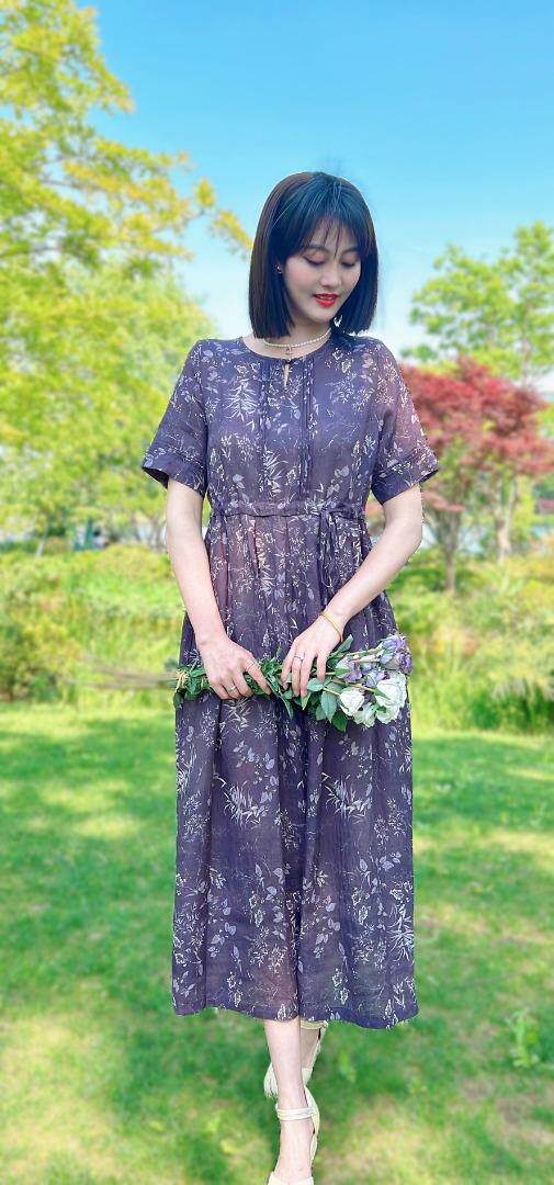 纯苎连衣裙小衫裤子裙子衬衣 时尚风 风淑女风休闲风，女装连衣裙，川哲