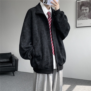 特批扎染开衫卫衣男美式重磅解构拼接脏脏拉链立领外套KS008-TP65图片