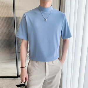 盗图半高领短袖T恤高级感简约tee潮M33/P20特控45图片
