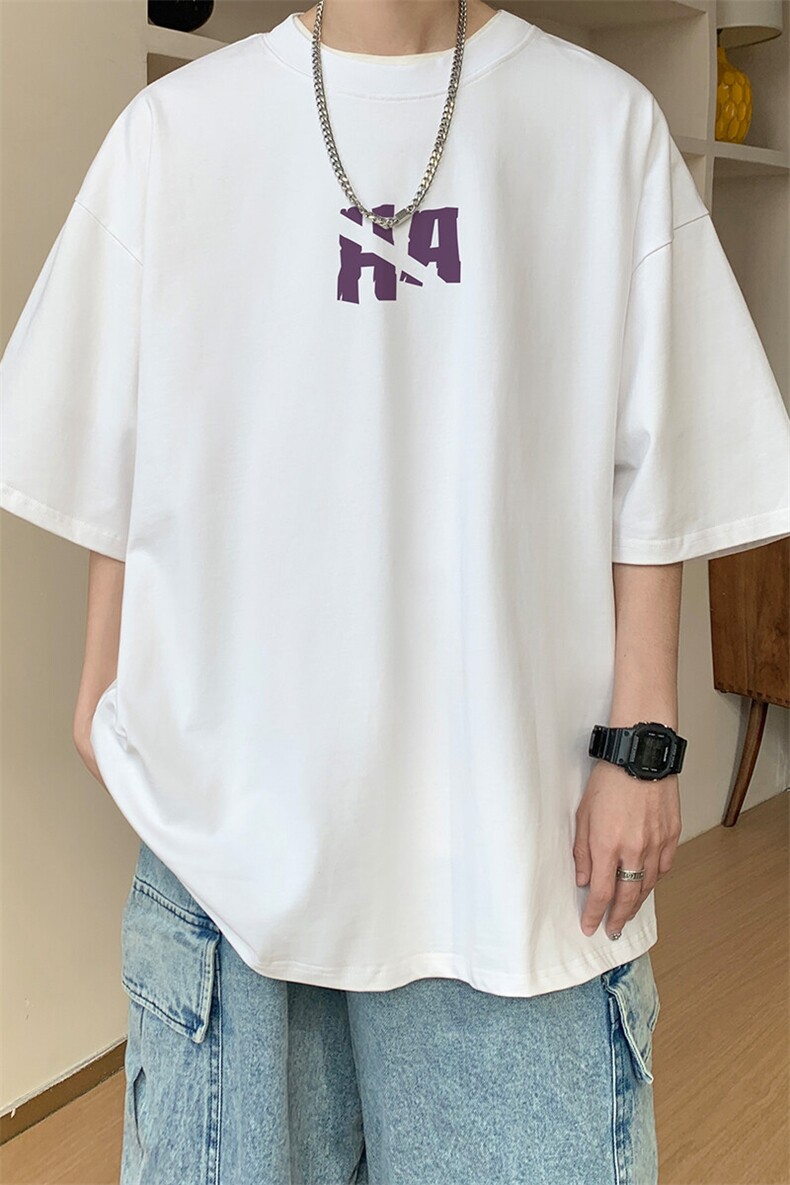 图案已注册夏季新款简约休闲短袖T恤男潮宽松半袖体恤衫D166/P25,男装T恤,电商B209