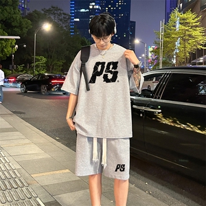 套装！ 华夫格套装短袖T恤短裤男 TZ214-特P 38图片