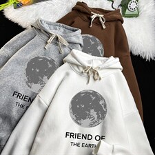 WY2254-P35加绒款-P40纯棉连帽卫衣男大码运动帽衫宽松薄，男装卫衣，电商A040