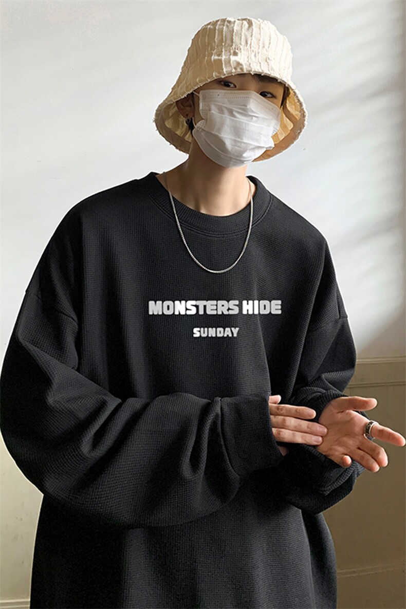 好质量！华夫格上衣男圆领华夫格卫衣男大码长袖t恤男HY105-P30,男装卫衣,电商B367