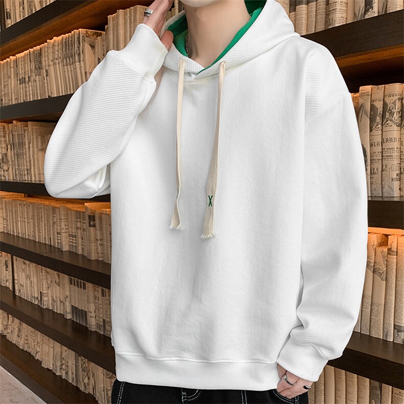 好质量！学生百搭上衣男圆领连帽华夫格卫衣男大码长袖t恤男W622,男装卫衣,星座815-2