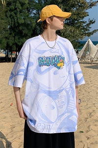 抖音得物供货 40支双纱精梳印花半袖圆领短袖T恤男女 T7189-P45图片