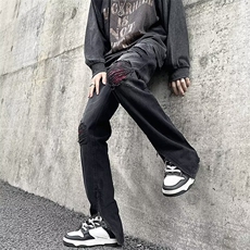 高街破洞牛仔裤男韩版潮流痞帅2023夏季新款ins宽松长裤RK157-P45，男装牛仔裤，星座412-3