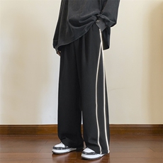 潮宽松休闲条纹阔腿裤美式oversize高级感百搭西裤男K7362-P42，男装休闲裤，星座512-3