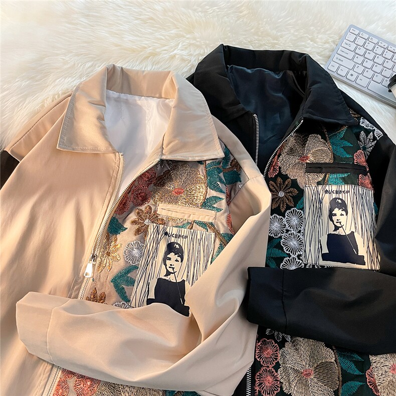 1港风平铺刺绣拼接外套女大码情侣夹克男潮外套JK7711P75控108，男装夹克，星座226-2