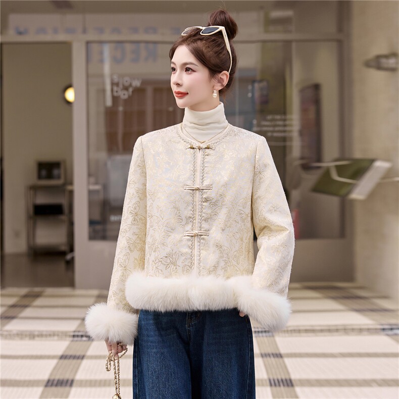 【bao款大货已出】2025冬装新中式盘扣羽绒外套90%白鸭绒狐狸毛,女装羽绒服,雅静靓衣