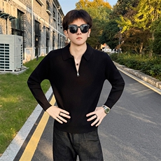 店主风小伙男士秋冬半拉链翻领纯色毛衣打底衫301A-1/M85/P58，男装T恤，星座301A-1