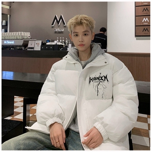wassup happy黑色棉服男款冬季宽松立领青少年保暖棉衣加厚面包服图片