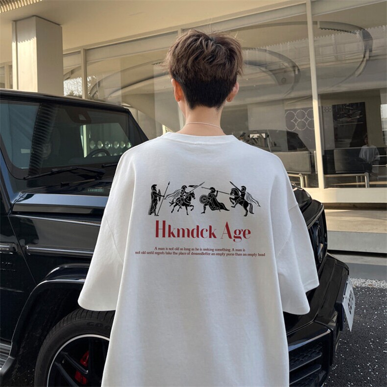 夏季创意人物印花短袖T恤男潮半袖百搭情侣款打底衫宽松D020/P25,男装T恤,电商B209