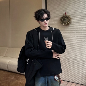 链条项链款男大时尚卫衣秋冬打底设计高街痞帅潮男打底衫长袖P55图片