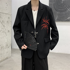 秋冬新款新中式穿搭结婚敬酒服礼服竹子刺绣西装大码男女外套，男装西服套装，星座909