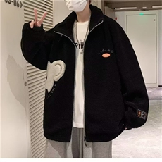 美式羊羔绒衣外套男士秋冬季高街慵懒风宽松立领服W6318-P75，男装棉衣，星座512-3