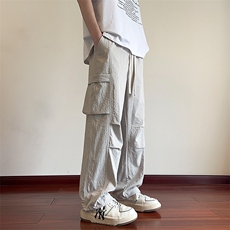 直播数据款春季新款大口袋伞兵裤宽松直筒休闲裤工装裤K515-P42，男装休闲裤，星座914-3