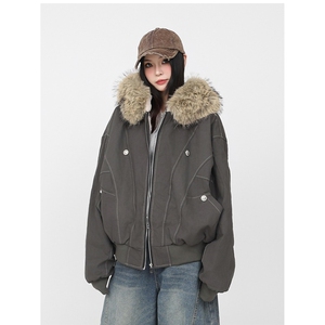 冬季座山雕美式棉服外套夹棉帆布水洗男女厚毛领棉衣TT8346 P96图片