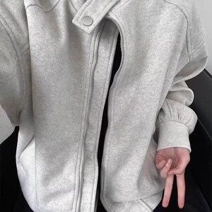 潮牌立领运动美式街头卫衣男女复古夹克外套设计感秋 JK8554图片