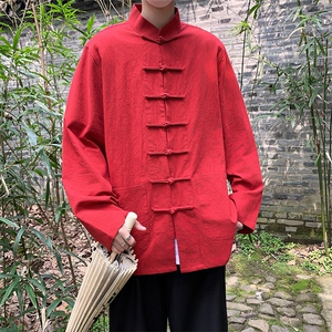 现货主推风春秋新款棉麻复古盘口长袖衬衫中式唐装CS03-P55图片