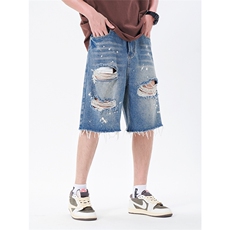 夏季无影墙男士宽松直通毛边破洞乞丐泼漆五分短裤男大码高街小众,男装牛仔裤,星座301D-4(原星座1004-4),四季星座 夏季无影墙男士宽松直通毛边破洞乞丐泼漆五分短裤男大码高街小众,男装牛仔裤,星座301D-4(原星座1004-4),四季星座