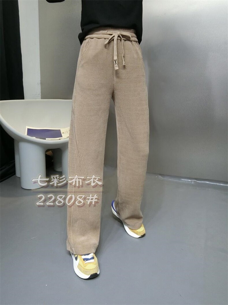 2022春装条绒镂空直筒裤,女装其它,七彩布衣