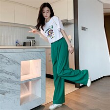 短袖套装女2022夏季新款印花T恤透气宽松简约气质西装长裤白搭，女装套装/套裙，梦懿尔