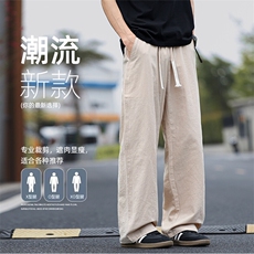 夏季休闲裤男士宽松直筒长裤棉麻阔腿透气运动裤新款Z9990-P35，女装休闲裤，星座610（原A335）