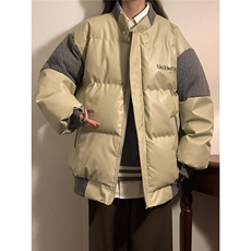 中性风黄灯毛线衣拼接PU皮棉衣男：聚酯纤维MY78756P140控198，女装棉衣/棉服，星座227-7