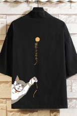 HF59013-P40风汉服男开衫外套七分袖道袍砖墙挂拍，男装民族服装，电商A040A