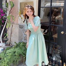 【大货已出】2025夏季新款法式褶皱连衣裙2C127-9108-P115-K160，女装连衣裙，2C127