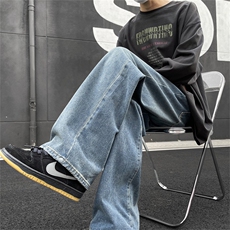 牛仔裤男款复古水洗高街vibe宽松直筒休闲长裤A080-9003-P50控68，男装牛仔裤，电商A080