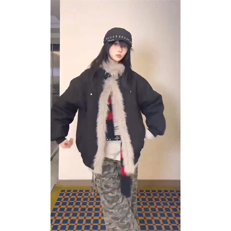 现货重磅硬挺boxy羽绒棉衣座山雕大毛毛领洗水麂皮棉服冬外套,男装棉衣,电商A486-1
